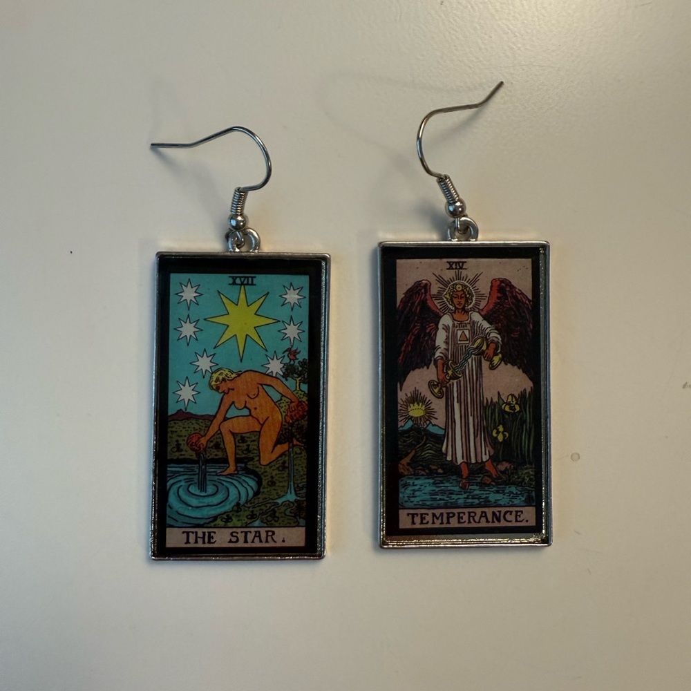 Spencer's Tarot Card Earrings - The Star and Temperance